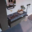 Mondiaz ALAN-DLUX Ensemble de meuble - 120cm - meuble Dark grey mat - 1 tiroir - Lavabo Cloud Lava suspendu - vasque Gauche - 0 trous de robinet SW807868