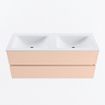Mondiaz VICA Ensemble de meuble de salle de bain - 120cm - meuble sous-vasque rosee - 2 tiroirs - lavabo cloud double - 2 trous de robinet - version haute 60cm - talc SW1083330