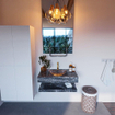 Mondiaz ALAN-DLUX Ensemble de meuble - 80cm - meuble Lava mat - 0 tiroirs - Lavabo Cloud Lava suspendu - vasque Centre - 1 trou de robinet SW809130