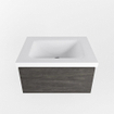 Mondiaz BUKLA Ensemble de meuble - 60x45x34cm - 1 trou de robinet - lavabo centré - solid surface - Talc - sans poignée - 1 tiroir - Mélamine - Marron foncé SW704853
