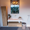 Mondiaz ALAN-DLUX Ensemble de meuble - 110cm - meuble Washed Oak mat - 1 tiroir - Lavabo Cloud Ostra suspendu - vasque Centre - 0 trous de robinet SW808976