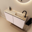 MONDIAZ TURE-DLUX meuble WC 80 cm Rosee. EDEN lavabo Frappe position droite. Avec 1 trou de robinet. SW1102950