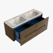 Mondiaz CIRO-DLUX Badkamermeubelset - 130x45x50cm - Solid surface wastafel Frappe - 2 wasbak Dubbel - 2 kraangaten - 4 lades - Dusk SW1532822