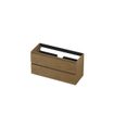 INK Wastafelonderkast - 100x40x52cm - 2 lades - greeploos - met houten keerlijst - MDF - Natur SW439209