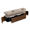 MONDIAZ THOR-DLUX Meuble de salle de bains - 190cm - arrondi gauche + droite - couleur Walnut - 2 tiroirs et 2 portes - Vasque suspendue CLOUD Double sans trou de robinet - couleur Saba SW1466663