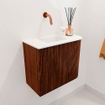 Mondiaz JOYA 51.6cm toiletmeubel - ronding rechts kleur Ruby - Wastafel FAYE positie Links Zonder kraangat kleur Talc. SW1421784
