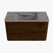 Mondiaz CIRO-DLUX Meuble de salle de bains - 90x45x50cm - Vasque solid surface Sombra - 1 lavabo au milieu - sans trous de robinet - 2 tiroirs - Noyer SW1530732