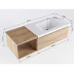 Mondiaz BUKLA Ensemble de meuble - 120x45x34cm - 1 trou de robinet - lavabo à droite - solid surface - Urban - sans poignée - 1 tiroir - Mélamine - Marron foncé SW705141