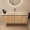 MONDIAZ TURE-DLUX 120cm meuble WC Washed Oak. Lavabo EDEN Frappe position milieu. Sans trou de robinet. SW1103058
