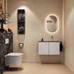MONDIAZ TURE-DLUX Meuble toilette - 80cm - Linen - EDEN - vasque Lava - position droite - sans trou de robinet SW1103858
