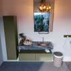 Mondiaz ALAN-DLUX Ensemble de meuble - 120cm - meuble Army mat - 2 tiroirs - Lavabo Cloud Lava suspendu - vasque Droite - 1 trou de robinet SW808624