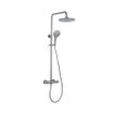FugaFlow Eccelente Ensemble de douche de tête - thermostatique - douche de tête 25cm - flexible lisse - douchette ronde - Gunmetal PVD brossé SW1450959