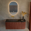 Mondiaz KURVE Ensemble de meuble de salle de bains - 105x46x40cm - 1 tiroir - 1 porte - vasque solid surface - gauche - sans trou de robinet - Ruby SW1415411