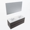 Mondiaz VICA ensemble de meuble de salle de bain - 120cm - meuble sous-vasque gris foncé - 2 tiroirs - lavabo denia double - 2 trous de robinet - couleur Blanc Brillant - miroir LED - version XL 60cm de haut SW1091921