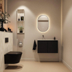 MONDIAZ TURE-DLUX Meuble WC 80 cm Urban. Lavabo EDEN Ostra position gauche. Sans trou de robinet. SW1104664