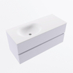 Mondiaz VICA Ensemble meuble de salle de bains - 110cm - cale - 2 tiroirs - Lavabo MOON - gauche - sans trou de robinet - couleur talc - Version XL 60cm de hauteur SW1189145