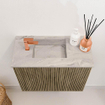 Mondiaz JOYA-DLUX 50cm meuble de salle de bains - couleur Dusk - Vasque FAYE position Gauche 1 trou de robinet couleur Glace. SW1426220