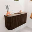 Mondiaz JOYA-DLUX 83.2cm toiletmeubel - ronding links en rechts kleur Walnut - Wastafel FAYE positie Midden 1 kraangat kleur Arena. SW1424379