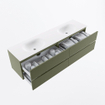 Mondiaz VICA Ensemble meuble de salle de bains - 180cm - army - 4 tiroirs - Lavabo MOON - double sans trou de robinet - couleur talc - Version XL 60cm de hauteur SW1189303