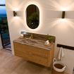 Mondiaz CIRO-DLUX Ensemble de meubles de salle de bains - 120x45x50cm - Vasque solid surface Sombra - 1 lavabo à gauche - 1 trou de robinet - 2 tiroirs - Chêne SW1531225