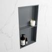 Mondiaz EASY Niche salle de bains - 59.5x8x29.5cm - à encastrer ou à monter - 2 compartiments - Plata | Plata SW1017046