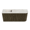 Mondiaz JOYA-DLUX 91.6cm toiletmeubel - ronding rechts kleur Shadow - Wastafel FAYE positie Links 1 kraangat kleur Ostra. SW1423008