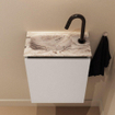 MONDIAZ TURE-DLUX Meuble de toilettes 40 cm Linen. Lavabo EDEN Glace position gauche. Avec 1 trou de robinet. SW1103360