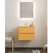 MONDIAZ VICA Ensemble de meuble salle de bain - 60cm - 2 tiroirs - lavabo Denia milieu - 1 trou de robinet - solid surface ocre SW411098