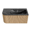 MONDIAZ KURVE-DLUX 95cm Meuble salle de bain avec module 25 G - couleur Oak - 1 tiroir - 1 porte - vasque BIG SMALL droite - sans trou de robinet - couleur Lava SW1138149