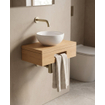 Royal Plaza Terra Planche pour lave-mains - 40x25x10cm - avec porte-serviettes - vasque à poser blanc brillant - robinet de lave-mains laiton - bonde - siphon - sandwood (chêne clair) SW1576325