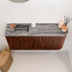 Mondiaz JOYA-DLUX 91.6cm meuble de toilette - arrondi droit couleur Ruby - Vasque FAYE position Gauche 1 trou de robinet couleur Sombra. SW1425710