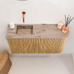 Mondiaz JOYA-DLUX 81.6cm toiletmeubel - ronding rechts kleur Oak - Wastafel FAYE positie Links Zonder kraangat kleur Arena. SW1423872