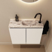 MONDIAZ TURE-DLUX meuble WC 60 cm Talc. EDEN lavabo Glace position droite. Avec 1 trou de robinet. SW1103105