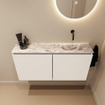 MONDIAZ TURE-DLUX 100cm toiletmeubel Talc. EDEN wastafel Glace positie rechts. Zonder kraangat. SW1103117