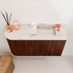 Mondiaz JOYA-DLUX Meuble de toilette 71,6cm - arrondi gauche couleur Ruby - Vasque FAYE position Droite 1 trou de robinet couleur Nata SW1425450