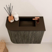 Mondiaz JOYA 51.6cm meuble de toilette - arrondi gauche couleur Shadow - Vasque FAYE position Droite 1 trou de robinet couleur Urban. SW1421522