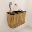 Mondiaz JOYA 51.6cm meuble de toilette - arrondi gauche couleur Oak - Vasque FAYE position Droite Sans trou de robinet couleur Urban. SW1421182