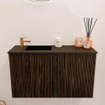 Mondiaz JOYA 70cm toiletmeubel - kleur Walnut - Wastafel FAYE positie Links 1 kraangat kleur Urban. SW1421363