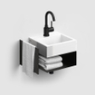 Clou Flush Open Kast - 36.5x27x20.5cm - rechts - met handdoekhouder - zwart SW928525
