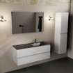 Mondiaz AIVY Ensemble de meuble - 120x45x50cm - 1 trou de robinet - 1 vasque Urban Solid surface - Droite - 2 tiroirs - avec miroir - MDF Talc SW892211