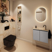 MONDIAZ TURE-DLUX Meuble toilette - 60cm - Plata - EDEN - vasque Frappe - position droite - 1 trou de robinet SW1103027