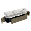 MONDIAZ THOR-DLUX Meuble de salle de bains - 200cm - arrondi gauche + droite - couleur Shadow - 2 tiroirs et 2 portes - Vasque suspendue CLOUD Double sans trou de robinet - couleur Glace SW1467024