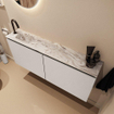 MONDIAZ TURE-DLUX Meuble toilette - 120cm - Linen - EDEN - vasque Glace - position gauche - 1 trou de robinet SW1103421