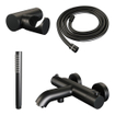 BRAUER Stripe Mitigeur thermostatique douche de bain - SET 03 - apparent - support mural - douchette à main sur barre - flexible de douche - noir mat SW1435105