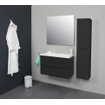 Basic Line Bella Ensemble meuble de salle de bains - 80x55x46cm - 1 lavabo - Acrylique - Blanc - 0 trou de robinet - Miroir mural sans éclairage - Mélamine anthracite mat SW398103