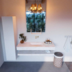 Mondiaz ALAN-DLUX Ensemble de meuble - 130cm - meuble Ostra mat - 0 tiroirs - Lavabo Cloud Ostra suspendu - vasque Centre - 0 trous de robinet SW809213