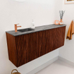 Mondiaz JOYA-DLUX 111.6cm toiletmeubel - ronding rechts kleur Ruby - Wastafel FAYE positie Links 1 kraangat kleur Sombra. SW1425697