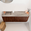 Mondiaz JOYA-DLUX 101.6cm meuble de toilette - arrondi droit couleur Ruby - Lavabo FAYE position Gauche 1 trou de robinet couleur Oza. SW1425545