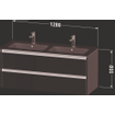 Duravit ketho meuble avec 2 tiroirs pour double lavabo 128x48x55cm avec poignées chêne anthracite noir mat SW772004