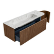 MONDIAZ KURVE-DLUX 135cm Meuble salle de bain avec module 25 D - couleur Walnut - 1 tiroir - 1 porte - vasque BIG MEDIUM gauche - 1 trou de robinet - couleur Glace SW1138037